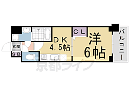 アクアプレイス京都三条朱雀 1DKの間取図画像