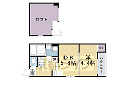 フォワード観月橋 1DKの間取図画像