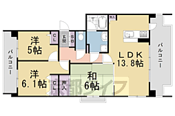 ダイアパレスオーセント鳴滝 3LDKの間取図画像