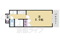 パインフィールド壬生 1Kの間取図画像