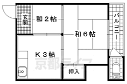 久安荘 2Kの間取図画像