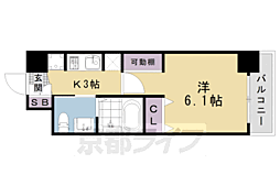 エステムプラザ京都御所ノ内レギア 1Kの間取図画像