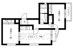 グレースコート山崎 2LDKの間取図画像