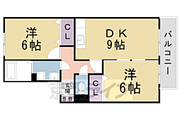 ウエストビレッジ桃山B 2LDKの間取図画像
