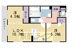 京都市中京区西ノ京西月光町アパート 2LDKの間取図画像