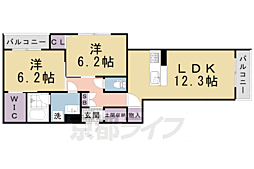 LaTour桃山 2LDKの間取図画像