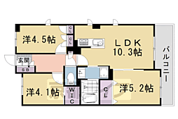 パインフィールド洛西 3LDKの間取図画像