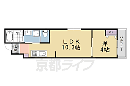 アドバンスコート四条堀川II 1DKの間取図画像