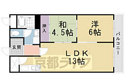 アサワハイツ 2LDKの間取図画像