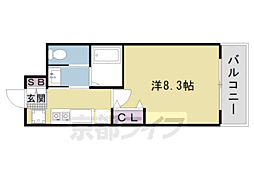 メルウェイユ四条 1Kの間取図画像