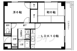 プェネリジェール西五条2 2LDKの間取図画像