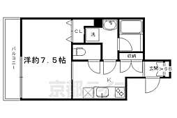 GARNETRESIDENCE京都辰巳 1Kの間取図画像