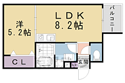 フェリーチェ深草 1LDKの間取図画像