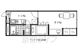 レオパレス大徳C 1Kの間取図画像