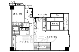 イトーピア御池通 3LDKの間取図画像