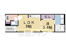 ハーモニーテラス醍醐御霊ケ下町 1LDKの間取図画像