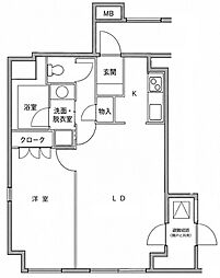 麻布十番ハイツ 1LDKの間取図画像