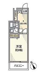 都営新宿線 曙橋駅 徒歩3分の賃貸マンション 7階ワンルームの間取り