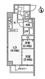 都営大江戸線 飯田橋駅 徒歩8分の賃貸マンション 5階2LDKの間取り
