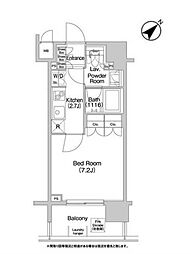 都営大江戸線 牛込神楽坂駅 徒歩2分の賃貸マンション 2階1Kの間取り