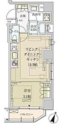 東京メトロ丸ノ内線 赤坂見附駅 徒歩2分の賃貸マンション 7階1LDKの間取り