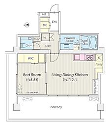 JR総武線 信濃町駅 徒歩7分の賃貸マンション 8階1LDKの間取り