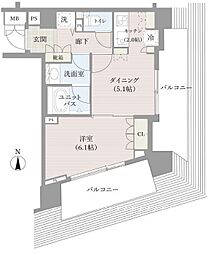 東京メトロ東西線 九段下駅 徒歩8分の賃貸マンション 10階1DKの間取り