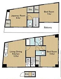 都営新宿線 曙橋駅 徒歩5分の賃貸マンション 4階3LDKの間取り
