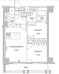 東京メトロ有楽町線 江戸川橋駅 徒歩1分の賃貸マンション 10階2LDKの間取り