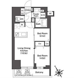 東京メトロ南北線 後楽園駅 徒歩7分の賃貸マンション 6階2LDKの間取り