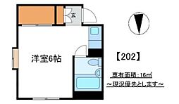 東京メトロ南北線 市ケ谷駅 徒歩4分の賃貸マンション 2階ワンルームの間取り