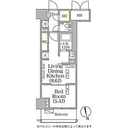 ザ・パークハビオ神楽坂レジデンスSouth 1LDKの間取図画像