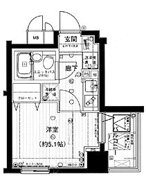 東京メトロ千代田線 湯島駅 徒歩5分の賃貸マンション 2階1Kの間取り