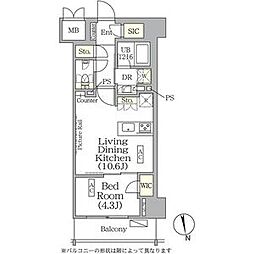 ザ・パークハビオ神楽坂レジデンスSouth 1LDKの間取図画像