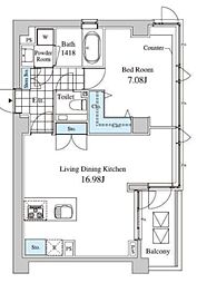 JR中央線 四ツ谷駅 徒歩4分の賃貸マンション 5階1LDKの間取り