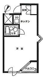 都営大江戸線 青山一丁目駅 徒歩9分の賃貸マンション 2階1Kの間取り