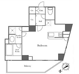 東京メトロ南北線 六本木一丁目駅 徒歩3分の賃貸マンション 5階ワンルームの間取り