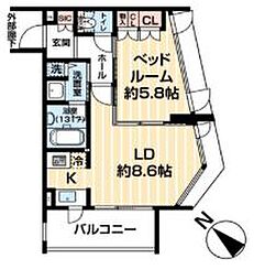 東京メトロ丸ノ内線 淡路町駅 徒歩1分の賃貸マンション 10階1LDKの間取り
