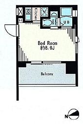 都営大江戸線 牛込柳町駅 徒歩5分の賃貸マンション 11階1Kの間取り