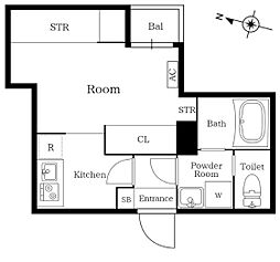 プレニーズ護国寺PREMIER 1Kの間取図画像