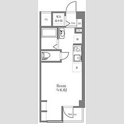 コスモシティ市ヶ谷 ワンルームの間取図画像
