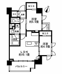 クリオラベルヴィ市ヶ谷 2LDKの間取図画像