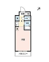 スカイコート神楽坂 1Kの間取図画像