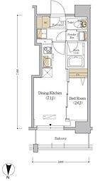 URBANEX市谷本村町 1DKの間取図画像