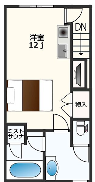 サニースクエアP-1 203｜徳島県徳島市南二軒屋町西山(賃貸アパート1R・2階・46.00㎡)の写真 その2