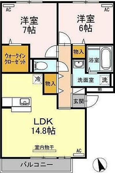 セレーノ　弐番館 303｜徳島県徳島市国府町南岩延(賃貸アパート2LDK・3階・65.40㎡)の写真 その2