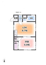 KSハウス 1DKの間取図画像