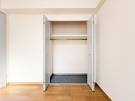 中が見やすい折り戸タイプの収納