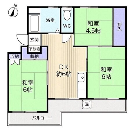 家族が集まるDKを中心とした間取りプラン バルコニーは3部屋から出入りできます