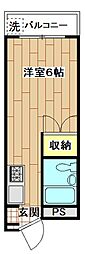 パークハイツ 2階ワンルームの間取り